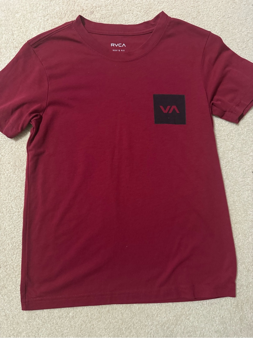 RVCA Maroon Short Sleeve Tee with Chest VA Patch